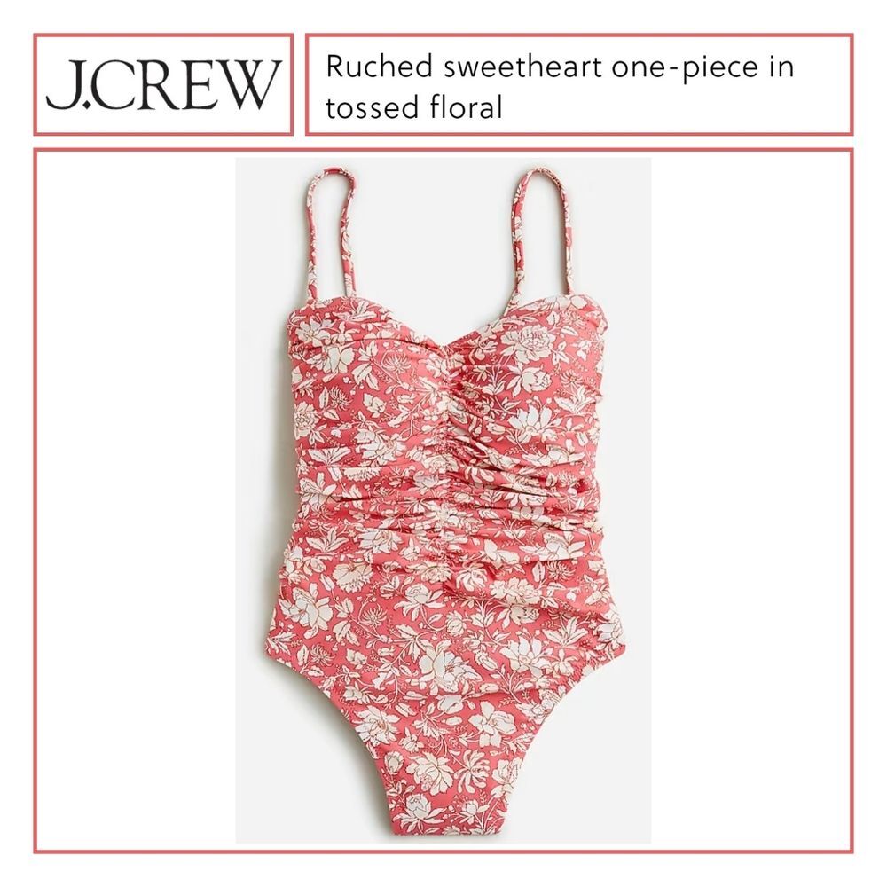 NWT J.CREW One Piece Bathing Suit | Size 22 | Tossed Floral | Ruched Sweetheart